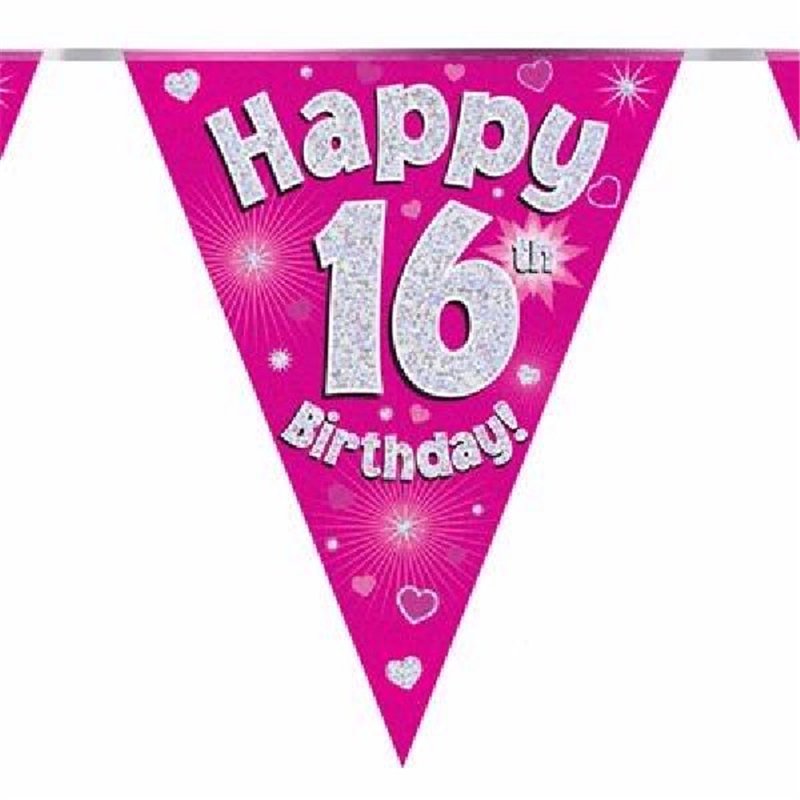 3.9M 16TH BIRTHDAY PINK BUNTING