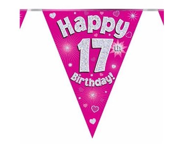 3.9M 17TH BIRTHDAY PINK BUNTING