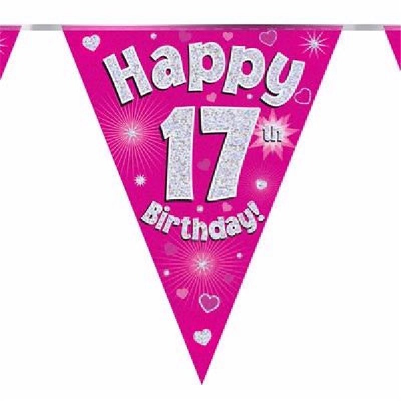 3.9M 17TH BIRTHDAY PINK BUNTING