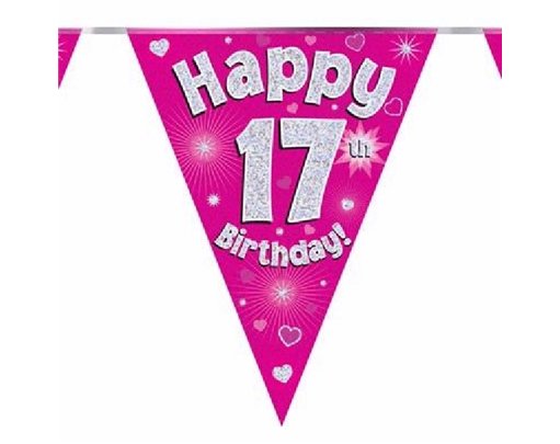 3.9M 17TH BIRTHDAY PINK BUNTING