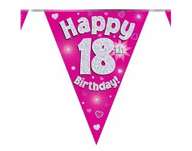 3.9M 18TH BIRTHDAY PINK BUNTING