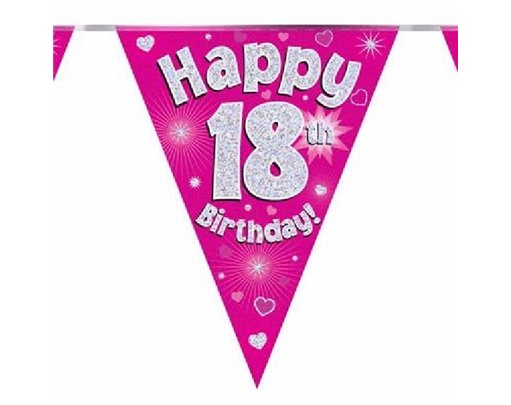 3.9M 18TH BIRTHDAY PINK BUNTING