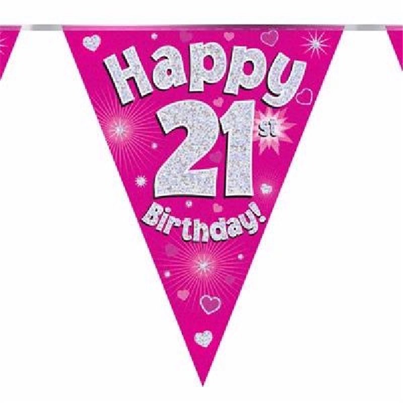 3.9M 21ST BIRTHDAY PINK BUNTING