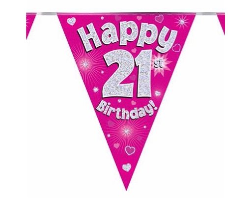 3.9M 21ST BIRTHDAY PINK BUNTING