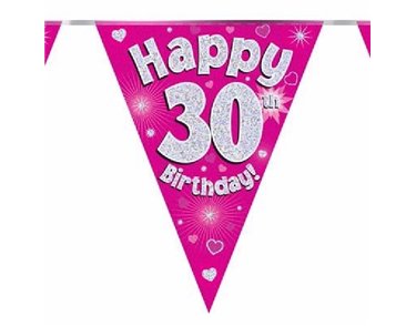 3.9M 30TH BIRTHDAY PINK BUNTING