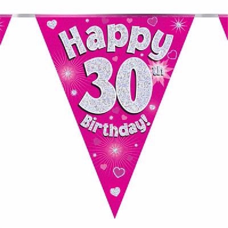 3.9M 30TH BIRTHDAY PINK BUNTING