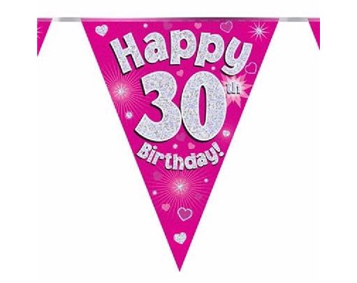 3.9M 30TH BIRTHDAY PINK BUNTING