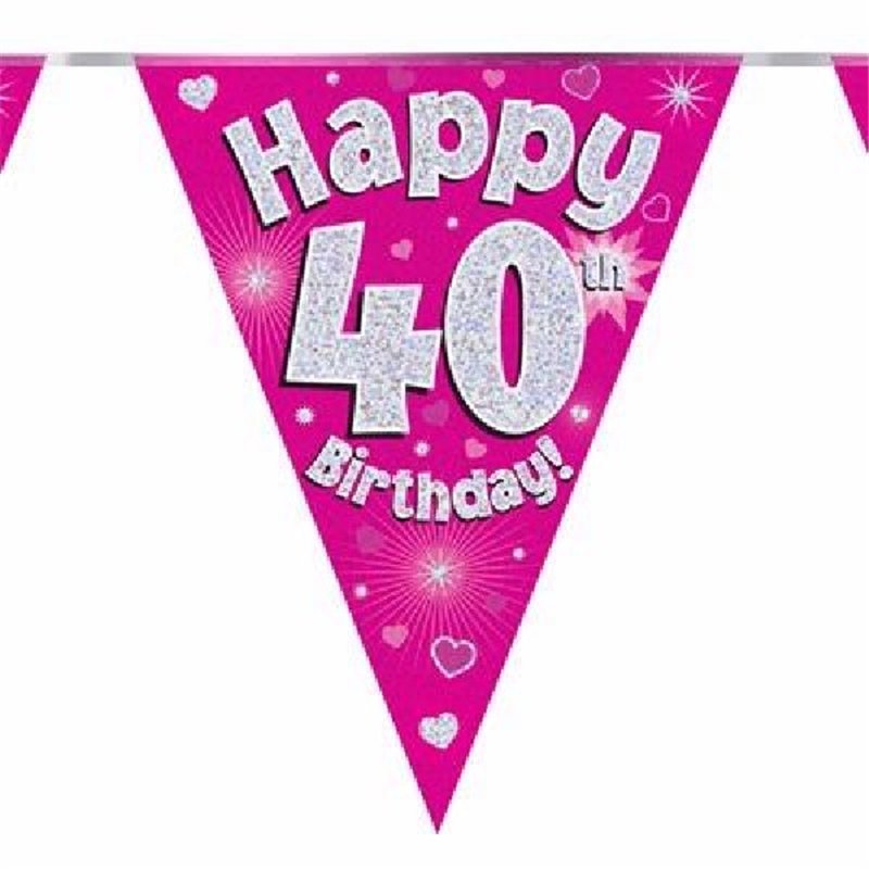 3.9M 40TH BIRTHDAY PINK BUNTING