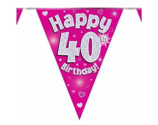3.9M 40TH BIRTHDAY PINK BUNTING