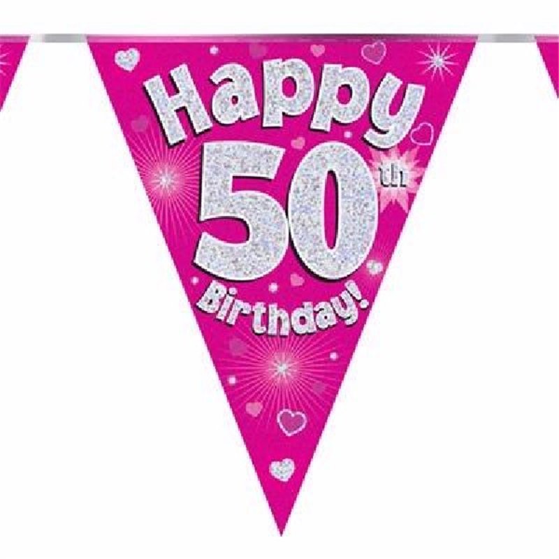 3.9M 50TH BIRTHDAY PINK BUNTING