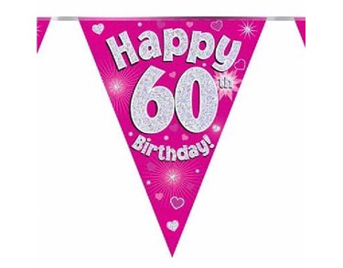 3.9M 60TH BIRTHDAY PINK BUNTING