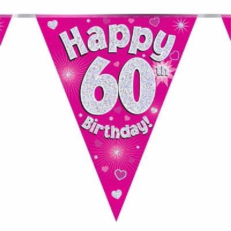 3.9M 60TH BIRTHDAY PINK BUNTING