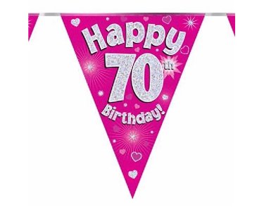 3.9M 70TH BIRTHDAY PINK BUNTING