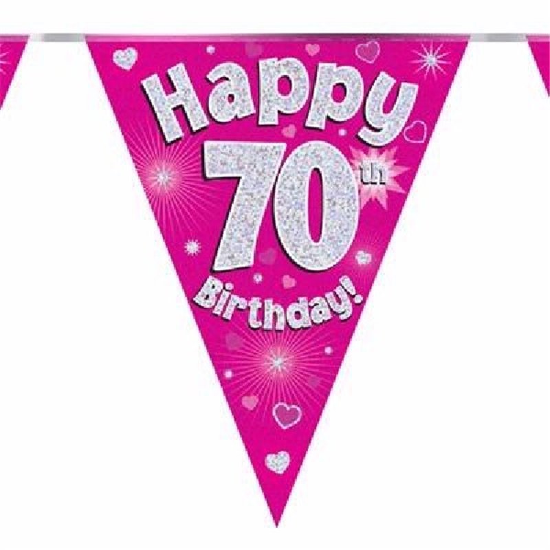 3.9M 70TH BIRTHDAY PINK BUNTING