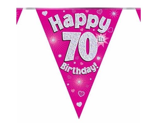 3.9M 70TH BIRTHDAY PINK BUNTING