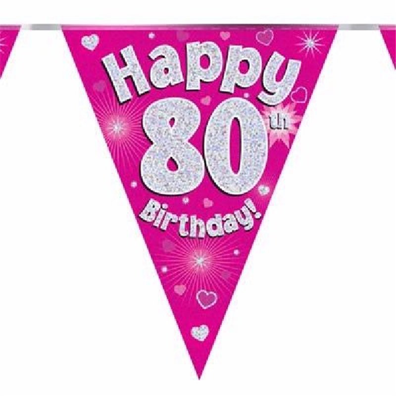 3.9M 80TH BIRTHDAY PINK BUNTING