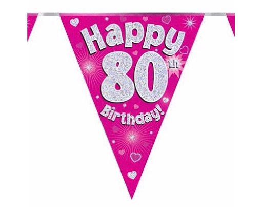 3.9M 80TH BIRTHDAY PINK BUNTING