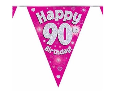 3.9M 90TH BIRTHDAY PINK BUNTING