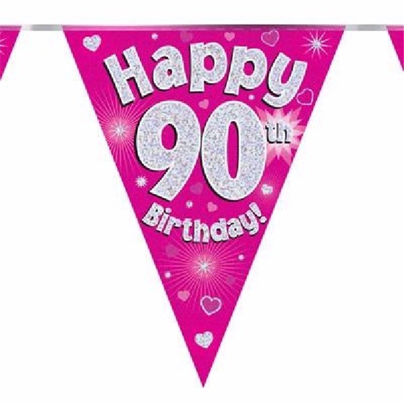 3.9M 90TH BIRTHDAY PINK BUNTING