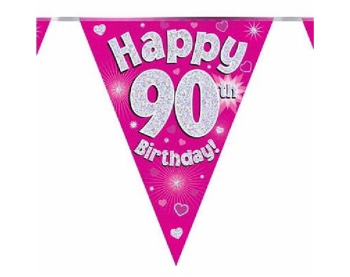 3.9M 90TH BIRTHDAY PINK BUNTING