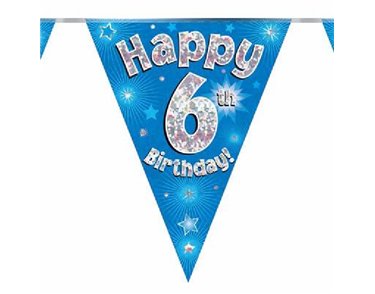 3.9M 6TH BIRTHDAY BLUE BUNTING