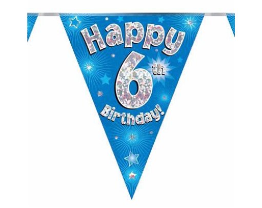 3.9M 6TH BIRTHDAY BLUE BUNTING
