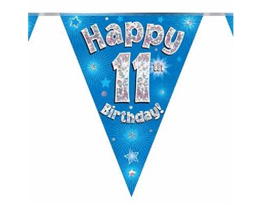 3.9M 11TH BIRTHDAY BLUE BUNTING