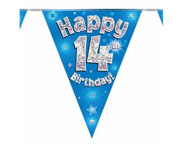 3.9M 14TH BIRTHDAY BLUE BUNTING
