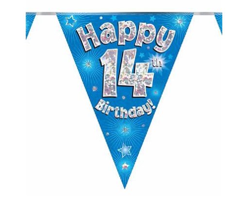 3.9M 14TH BIRTHDAY BLUE BUNTING