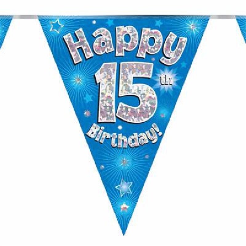 3.9M 15TH BIRTHDAY BLUE BUNTING