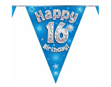 3.9M 16TH BIRTHDAY BLUE BUNTING