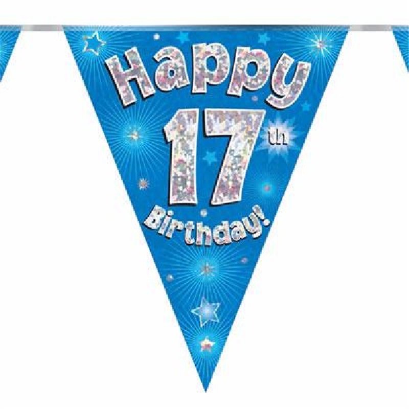 3.9M 17TH BIRTHDAY BLUE BUNTING
