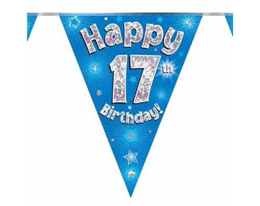 3.9M 17TH BIRTHDAY BLUE BUNTING