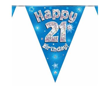 3.9M 21ST BIRTHDAY BLUE BUNTING