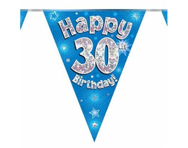 3.9M 30TH BIRTHDAY BLUE BUNTING