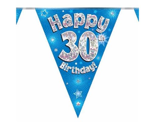 3.9M 30TH BIRTHDAY BLUE BUNTING