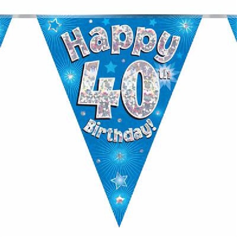 3.9M 40TH BIRTHDAY BLUE BUNTING