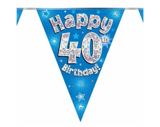 3.9M 40TH BIRTHDAY BLUE BUNTING