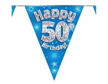 3.9M 50TH BIRTHDAY BLUE BUNTING