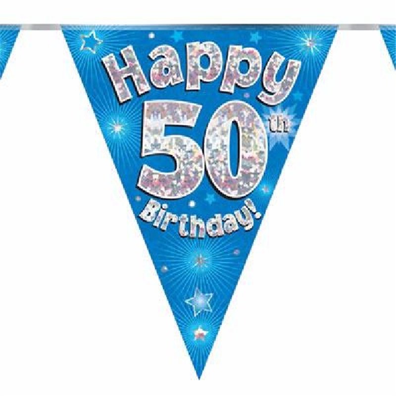 3.9M 50TH BIRTHDAY BLUE BUNTING