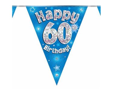 3.9M 60TH BIRTHDAY BLUE BUNTING