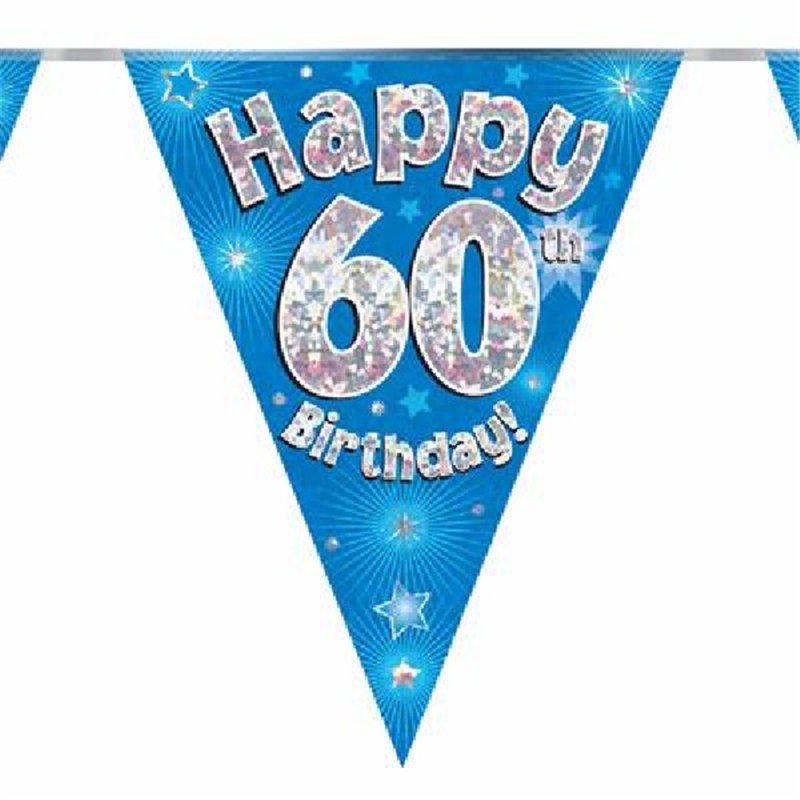 3.9M 60TH BIRTHDAY BLUE BUNTING