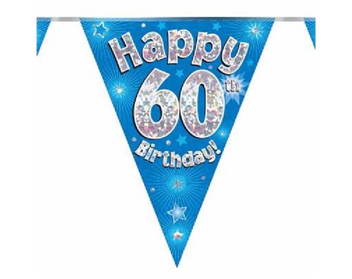 3.9M 60TH BIRTHDAY BLUE BUNTING