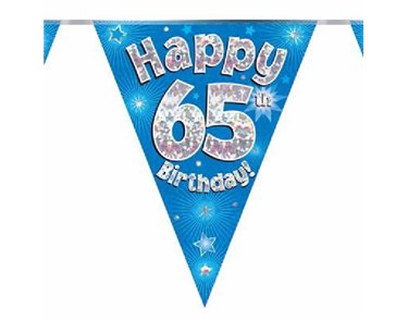 3.9M 65TH BIRTHDAY BLUE BUNTING