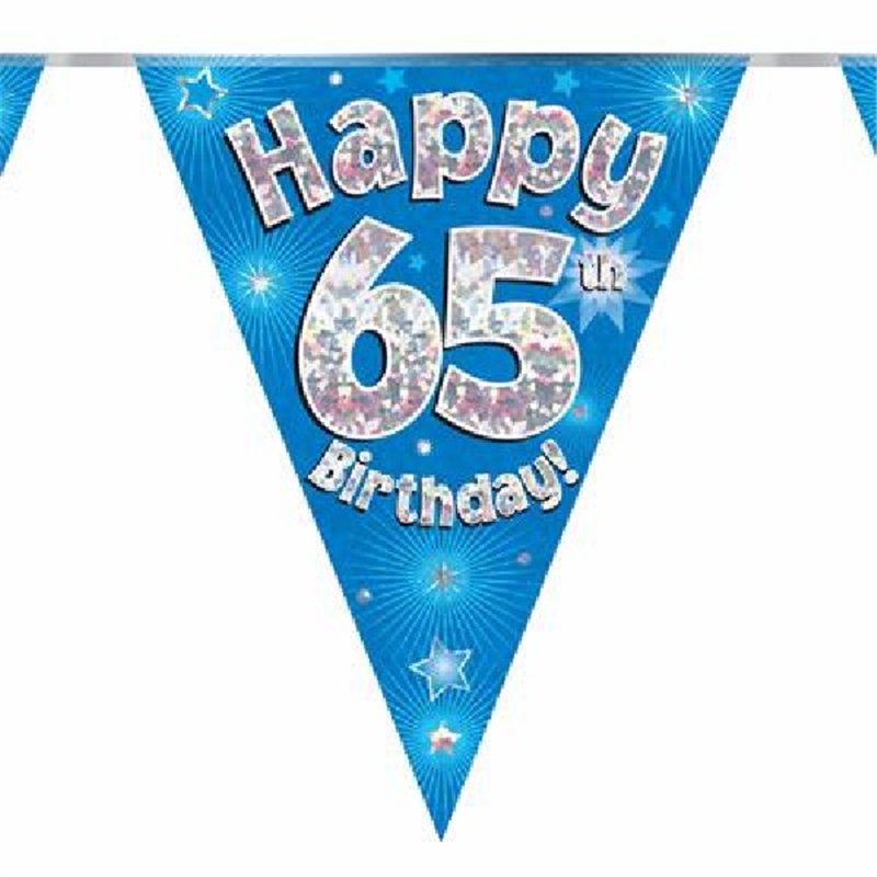 3.9M 65TH BIRTHDAY BLUE BUNTING