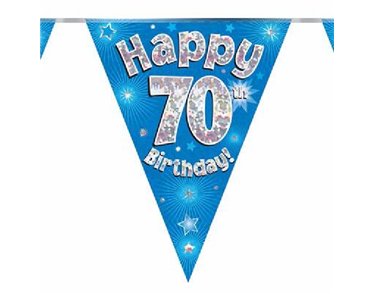 3.9M 70TH BIRTHDAY BLUE BUNTING