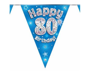 3.9M 80TH BIRTHDAY BLUE BUNTING