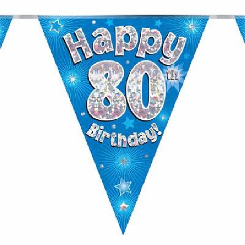 3.9M 80TH BIRTHDAY BLUE BUNTING