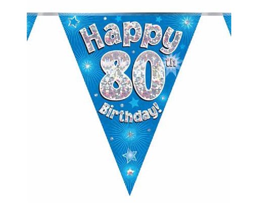 3.9M 80TH BIRTHDAY BLUE BUNTING