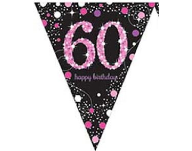 60TH PINK SPARKLES PENNANT BANNER
